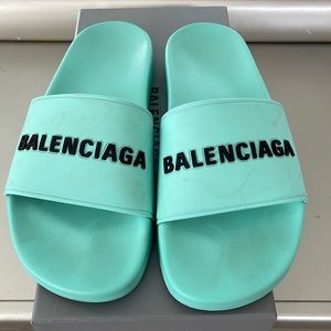 Balenciaga teal sandals size 10